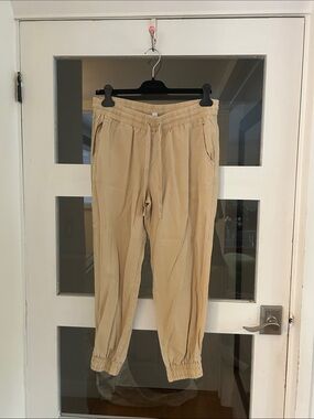 Men's Casual Elastic-Waist Tan Pants